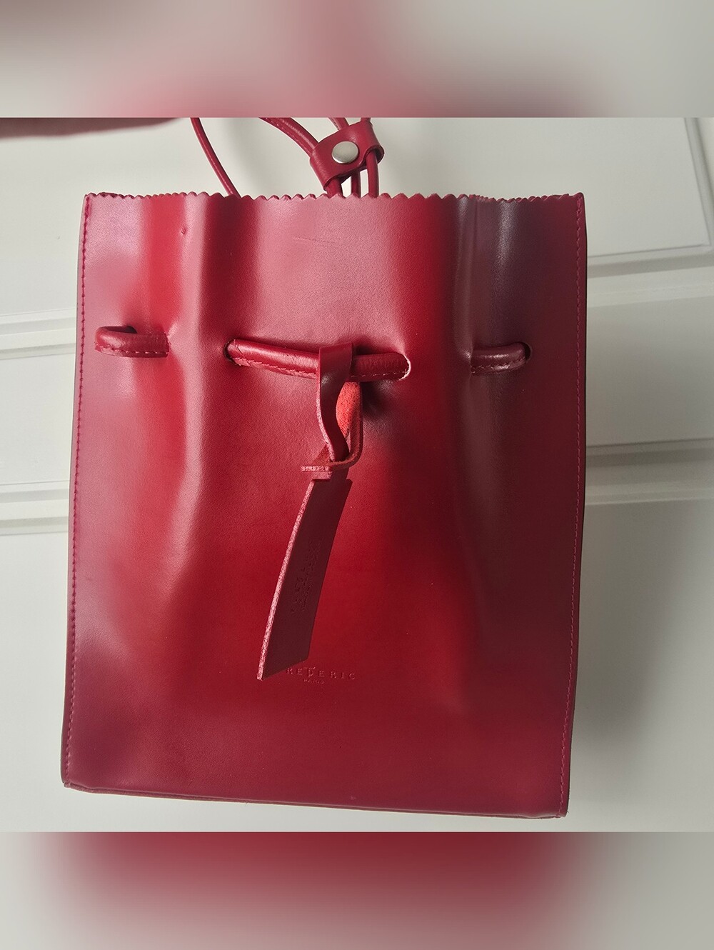 Frederic T  Paris Red Leather Mini Backpack